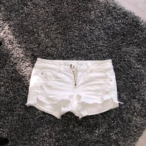 White denim shorts